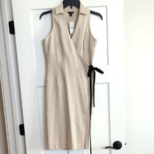 Ann Taylor Beige Asymmetrical Wrap Dress